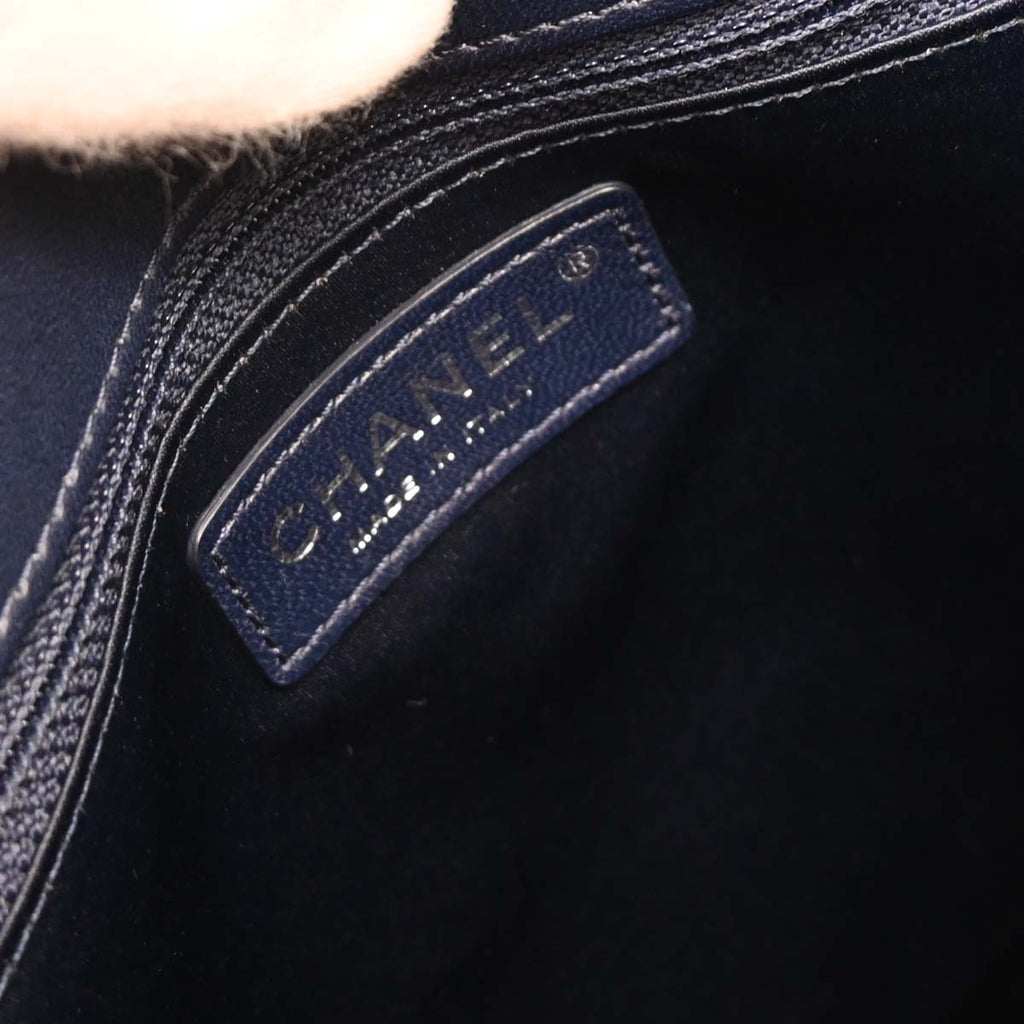 Chanel 2014-2015 Navy Calfskin Shopping Tote 2way Shoulder Handbag