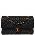 Chanel 2014 Black Caviar Medium Classic Double Flap Shoulder Bag