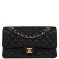 Chanel 2014 Black Caviar Medium Classic Double Flap Shoulder Bag