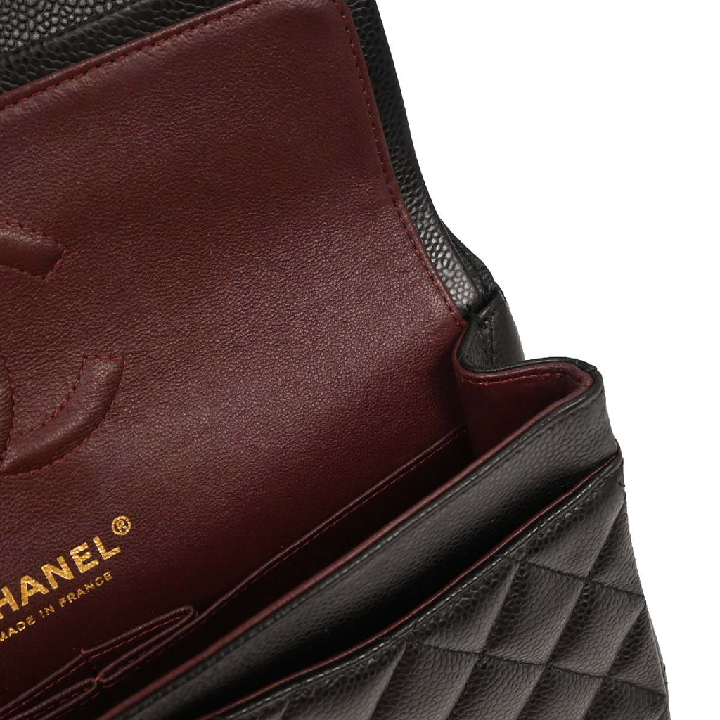Chanel 2014 Black Caviar Medium Classic Double Flap Shoulder Bag