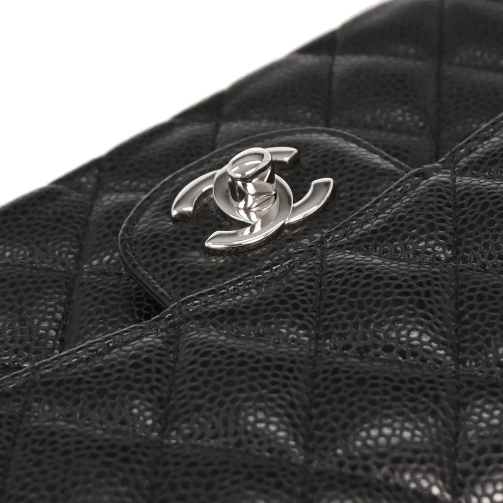 Chanel 2019 Black Caviar Small Classic Double Flap Shoulder Bag