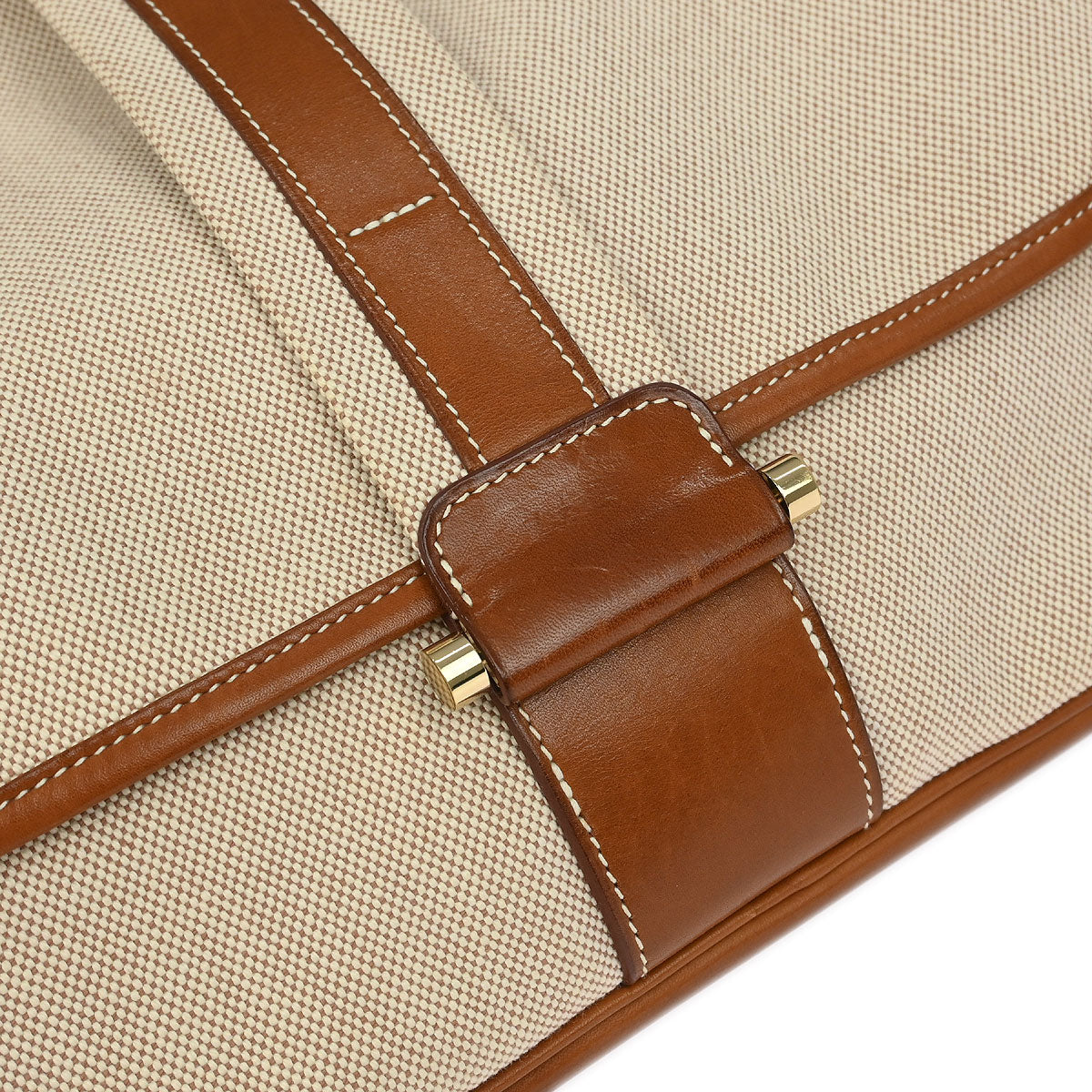 Hermes Natural Fauve Toile H Barenia Bourlingue Shoulder Bag