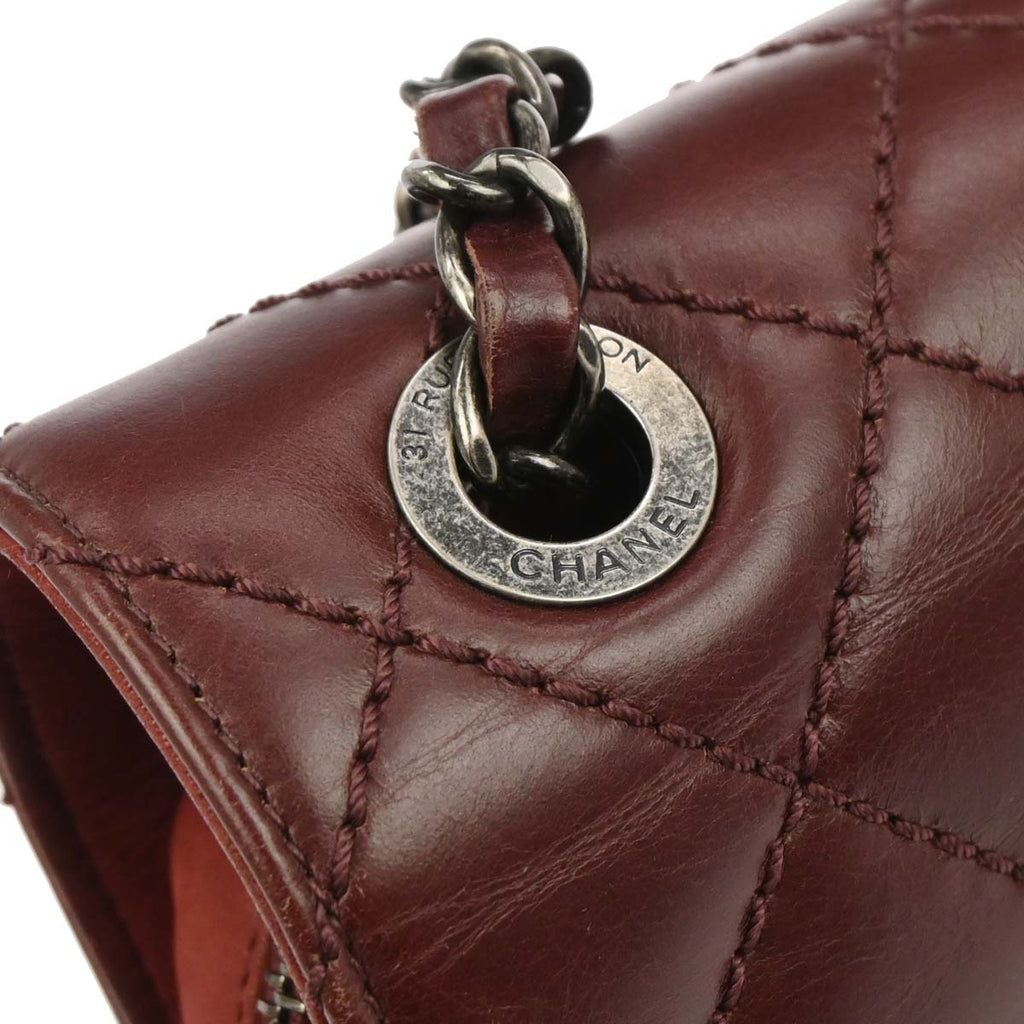 Chanel 2016-2017 Bordeaux Calfskin Day Trip Flap Shoulder Bag