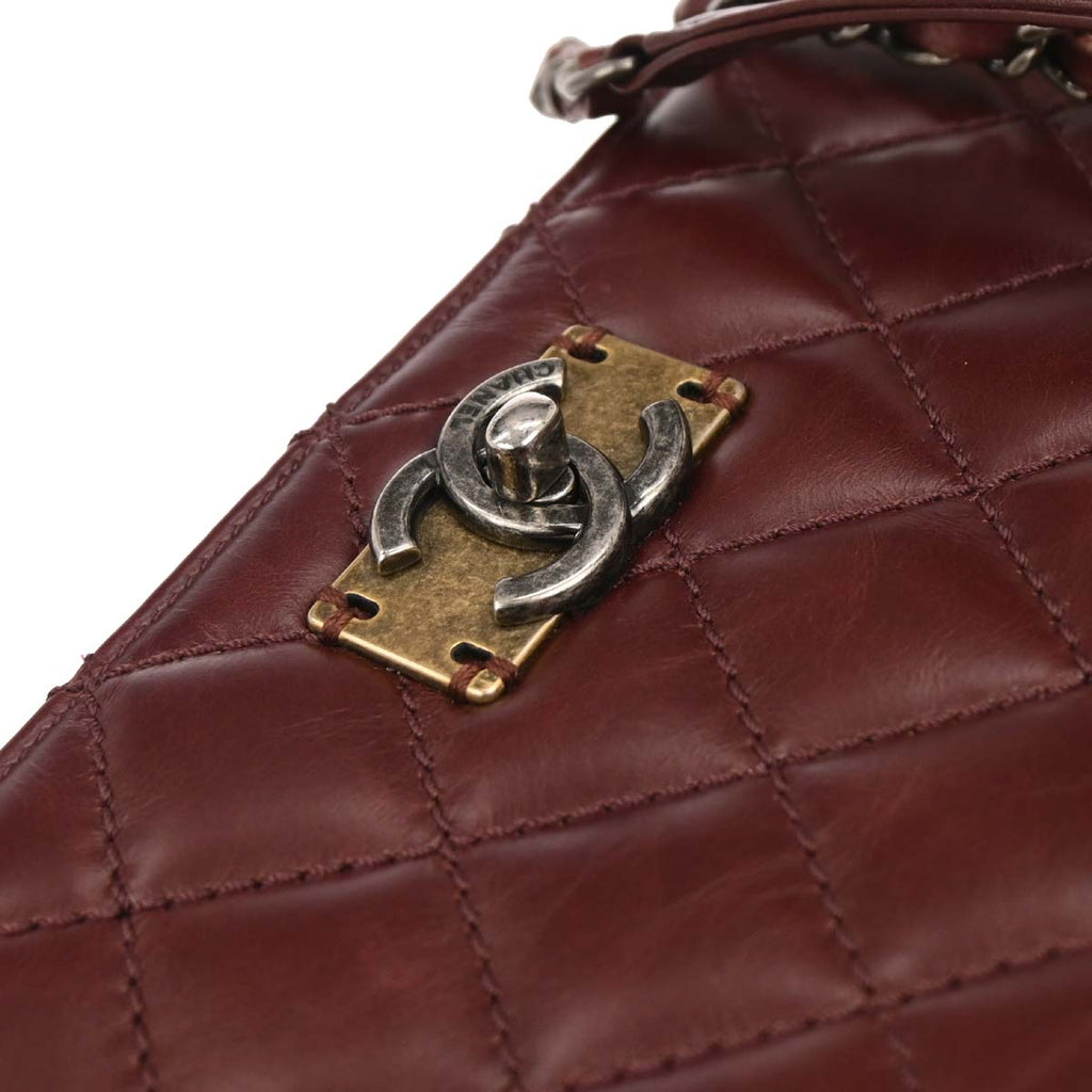 Chanel 2016-2017 Bordeaux Calfskin Day Trip Flap Shoulder Bag
