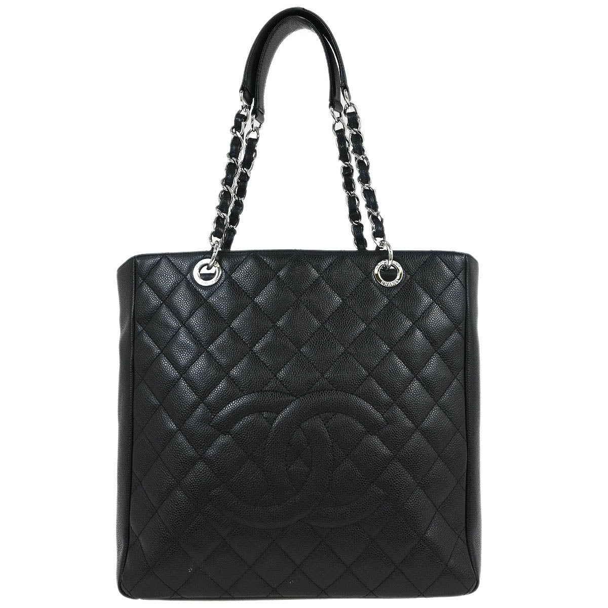Chanel 2013-2014 Black Caviar Petite Shopping Tote XL PST Tote Handbag