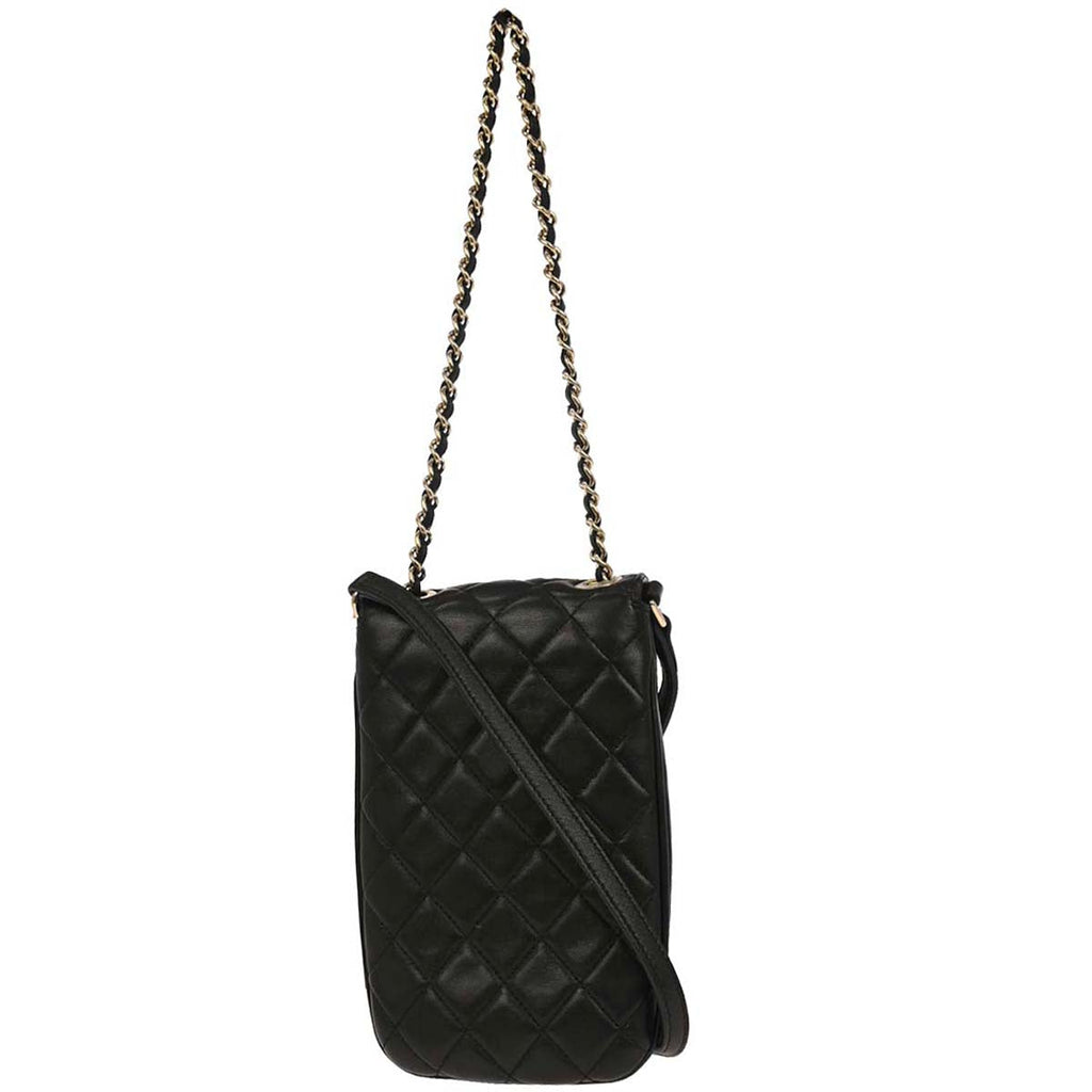Chanel 2017-2018 Black Lambskin Phone Case 2way Shoulder Handbag