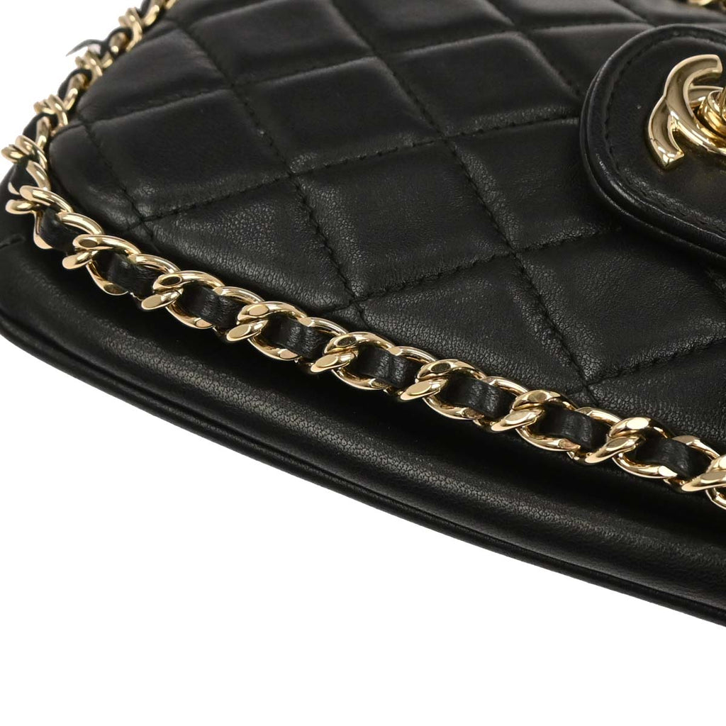 Chanel 2017-2018 Black Lambskin Phone Case 2way Shoulder Handbag