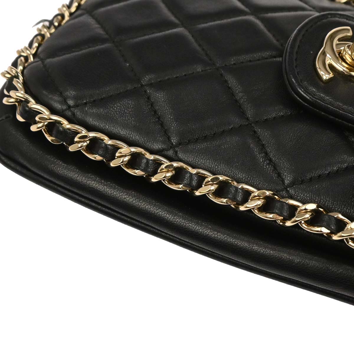 Chanel 2017-2018 Black Lambskin Phone Case 2way Shoulder Handbag