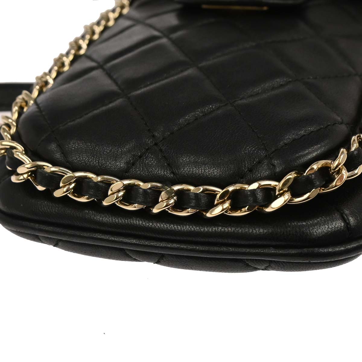 Chanel 2017-2018 Black Lambskin Phone Case 2way Shoulder Handbag