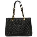 Chanel 2010-2011 Black Caviar Grand Shopping Tote GST Chain Handbag