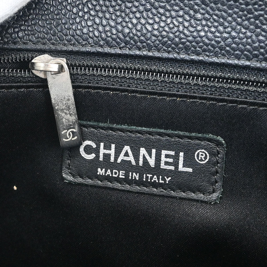 Chanel 2013-2014 Black Caviar Grand Shopping Tote GST Chain Handbag