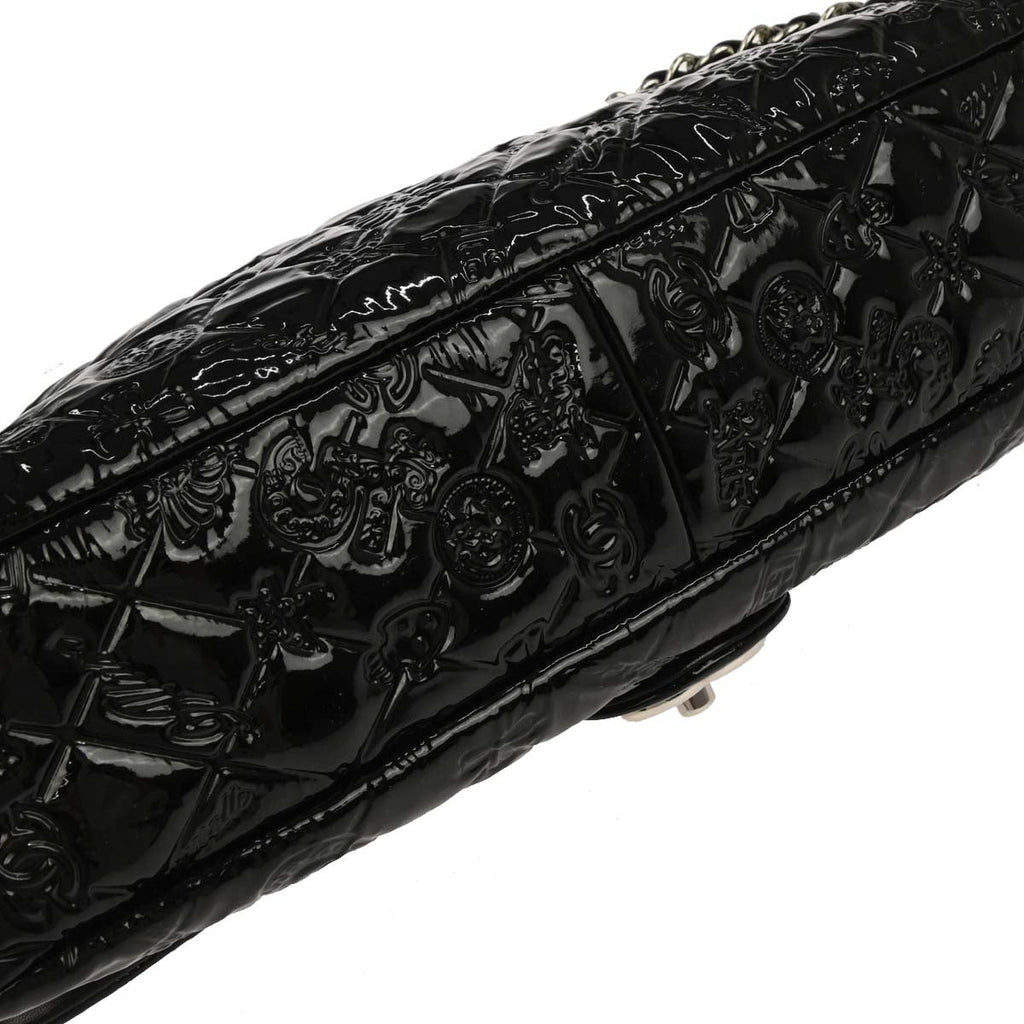 Chanel 2010-2011 Black Patent Leather Lucky Symbol Shoulder Bag