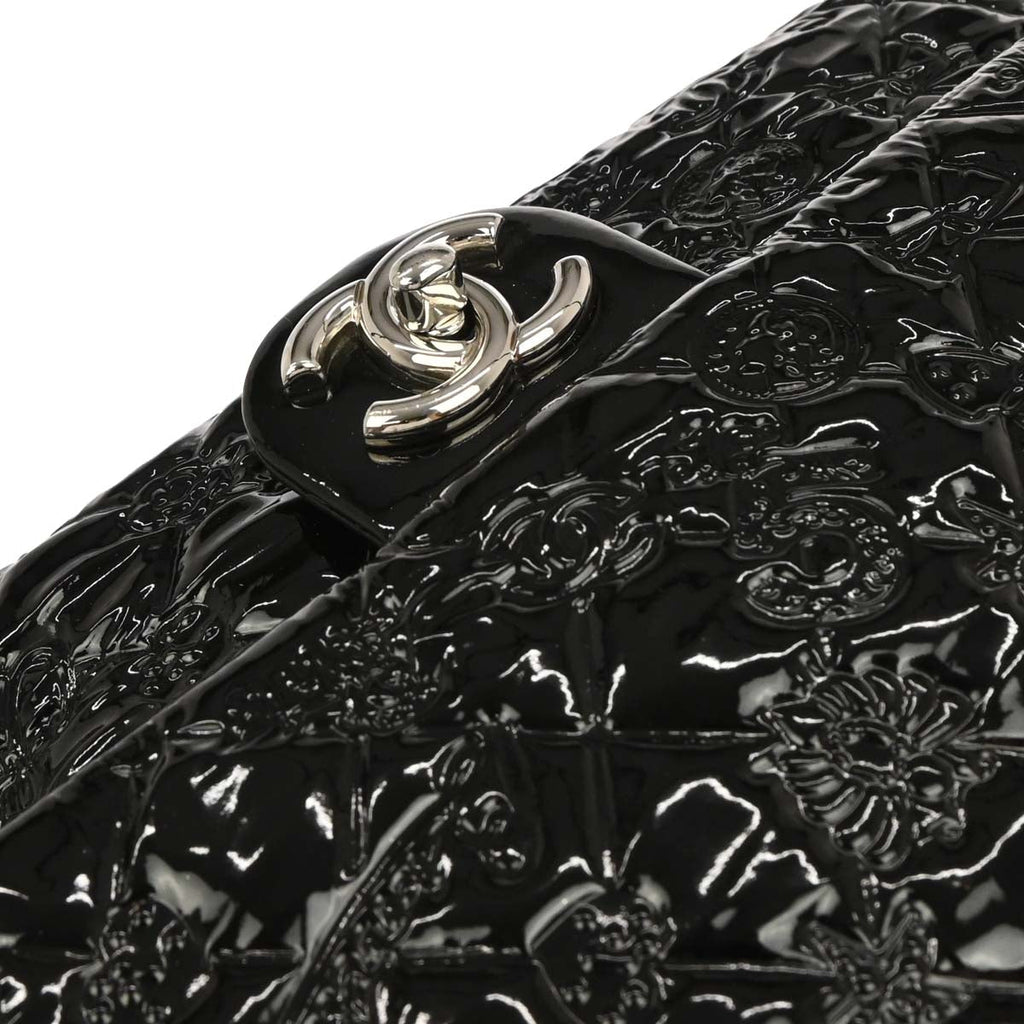 Chanel 2010-2011 Black Patent Leather Lucky Symbol Shoulder Bag