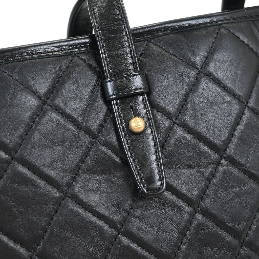 Chanel 2017-2018 Black Lambskin Calfskin Gabrielle 2way Shoulder Tote Handbag