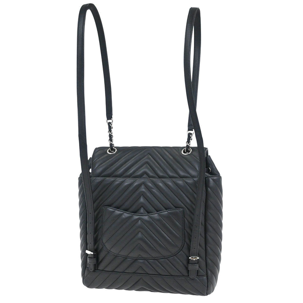 Chanel 2016-2017 Black Lambskin Chevron Urban Spirit Backpack