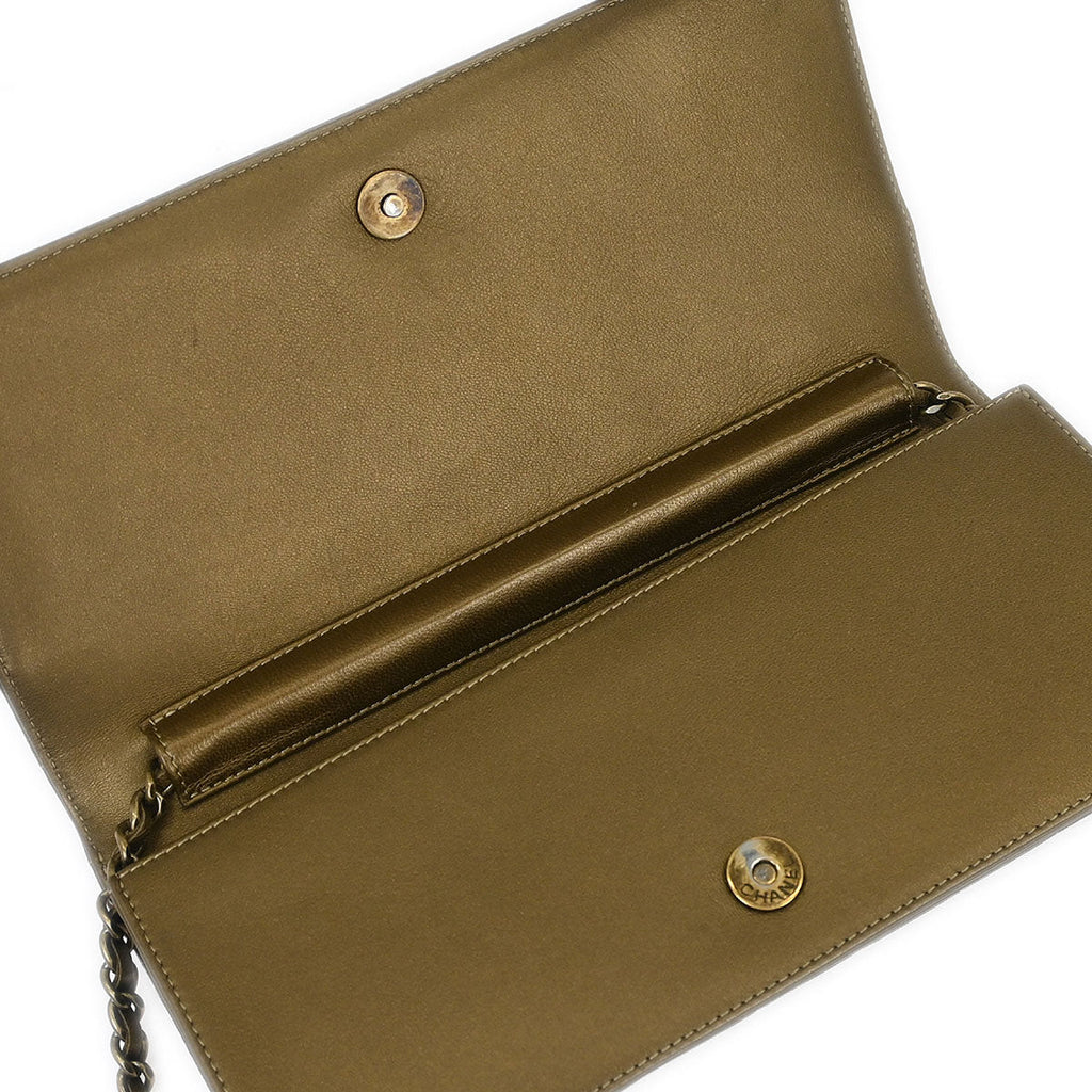 Chanel 2010-2011 Gold Lambskin Bijou Choco Bar Pushlock Full Flap Shoulder Bag