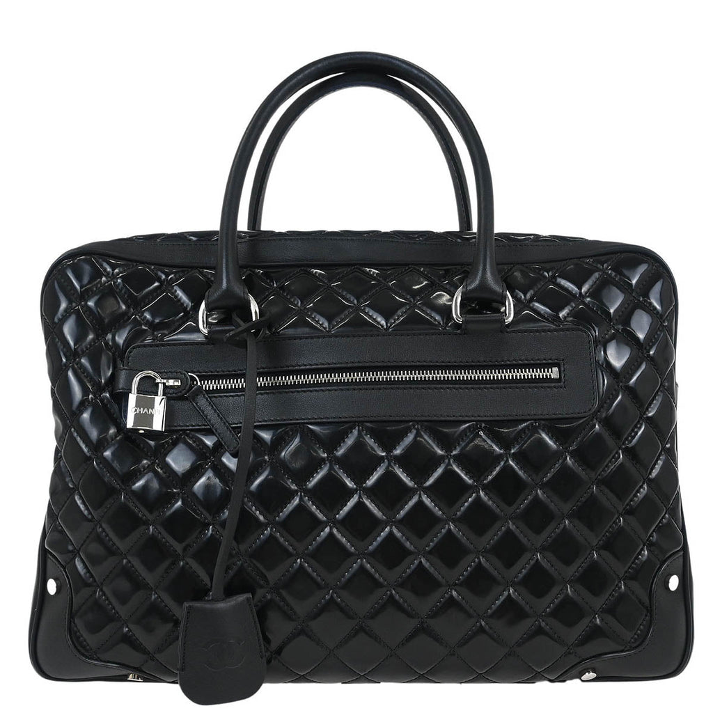 Chanel 2014-2015 Black Patent Leather Duffle Handbag