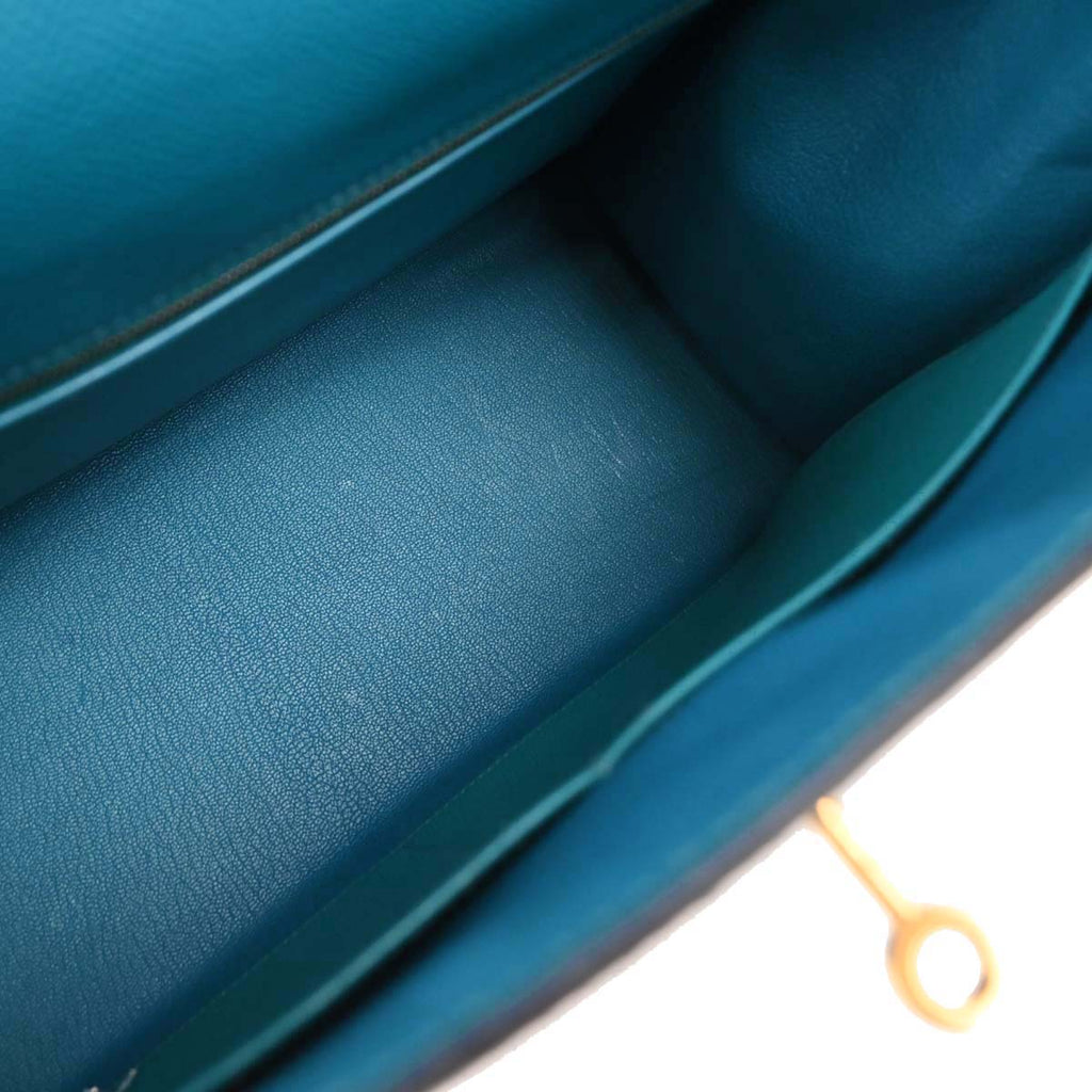 Hermes Blue Izmir Epsom Kelly 35 Sellier 2way Shoulder Handbag