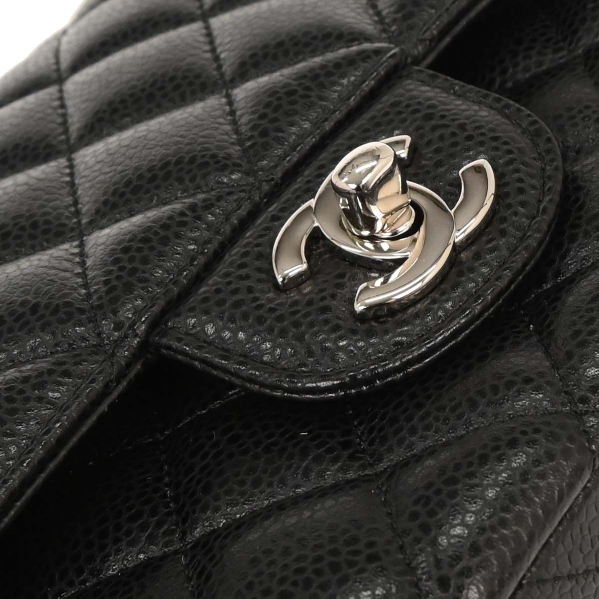Chanel 2018 Black Caviar Medium Classic Double Flap Shoulder Bag