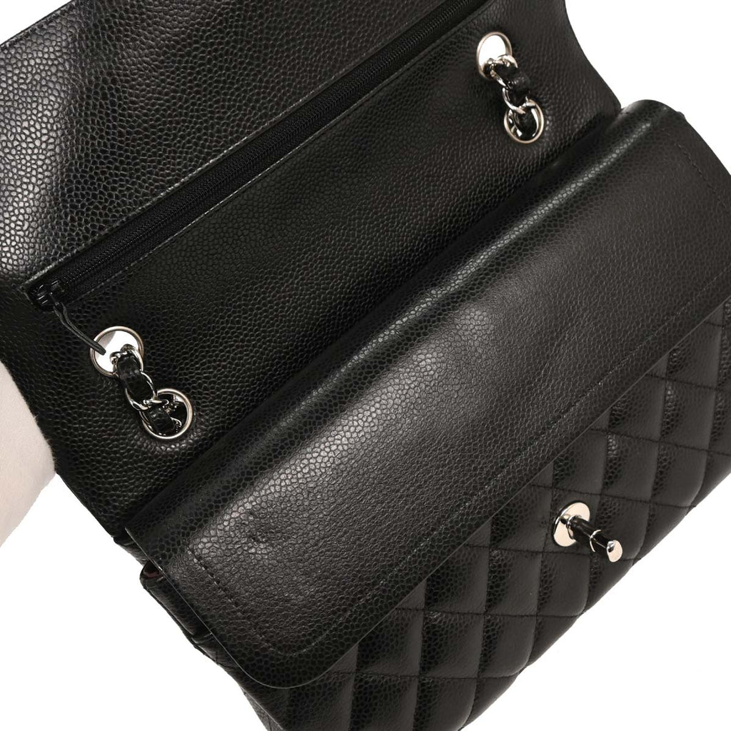 Chanel 2018 Black Caviar Medium Classic Double Flap Shoulder Bag