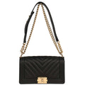 Boy Chanel 2018 Black Caviar Chevron Medium Shoulder Bag