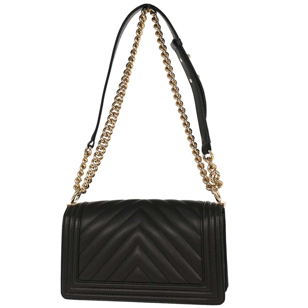 Boy Chanel 2018 Black Caviar Chevron Medium Shoulder Bag
