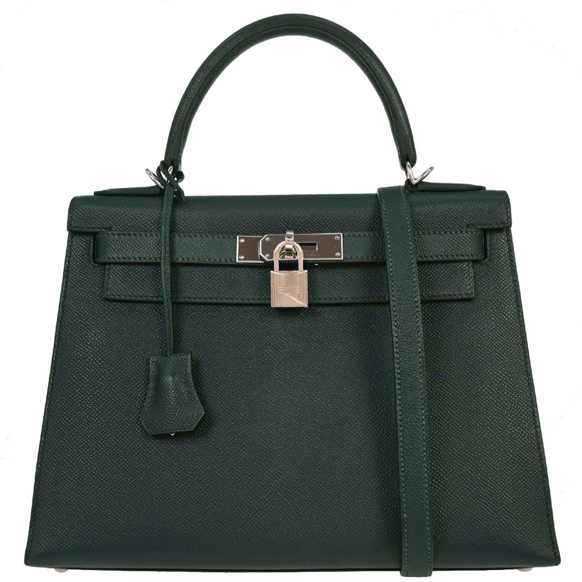 Hermes Vert Cypres Epsom Kelly 28 Sellier 2way Shoulder Handbag