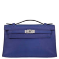 Hermes Blue Electric Swift Kelly Pochette Handbag