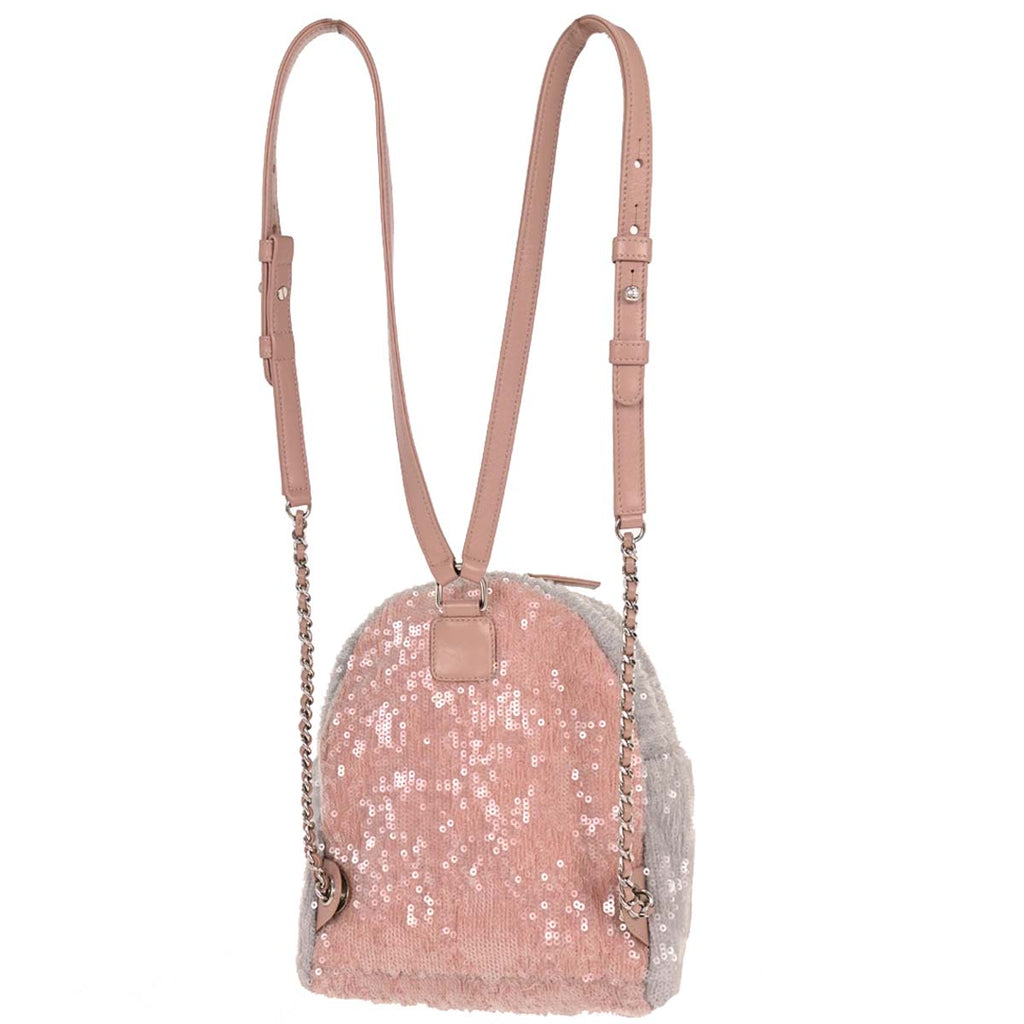 Chanel 2018 Pink Calfskin Sequins Backpack