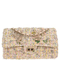 Chanel 2010-2011 Light Pink Tweed 2.55 Medium Classic Double Flap Shoulder Bag