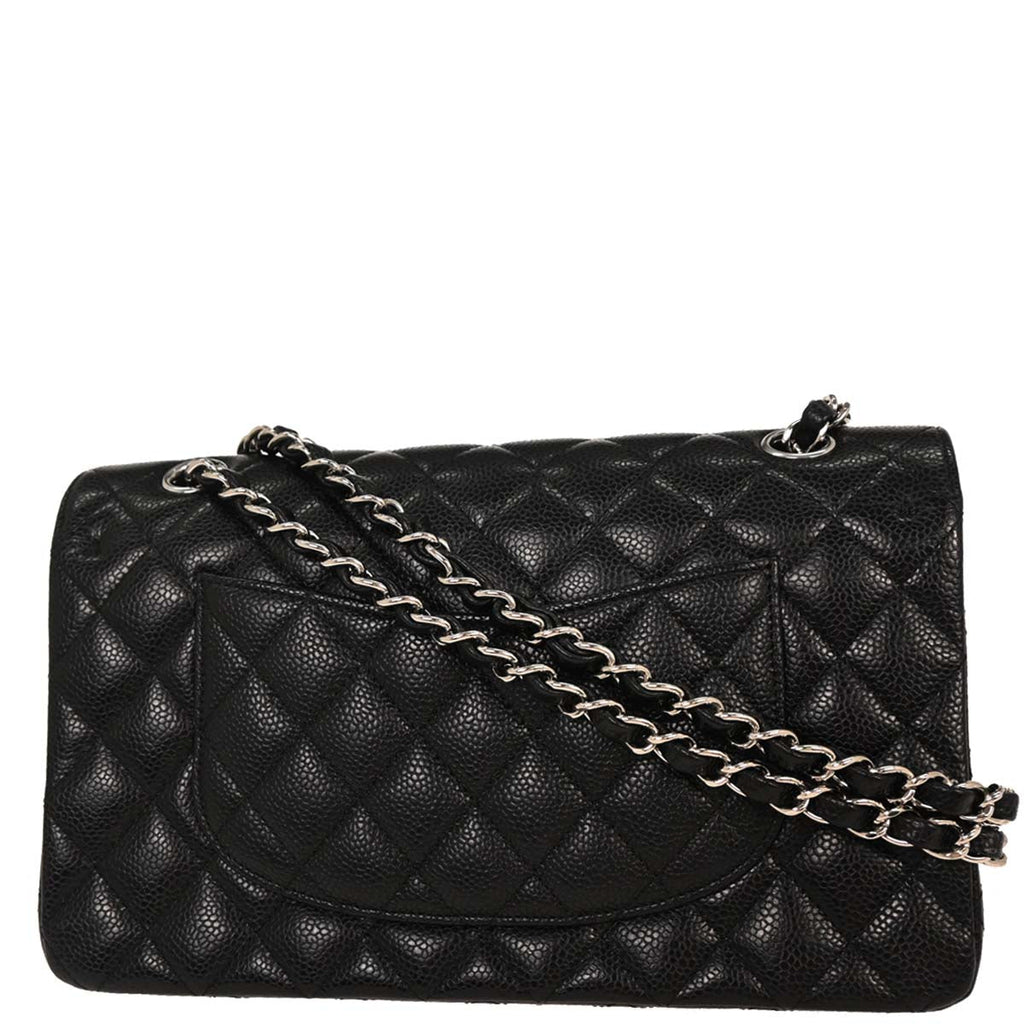 Chanel 2017 Black Caviar Medium Classic Double Flap Shoulder Bag