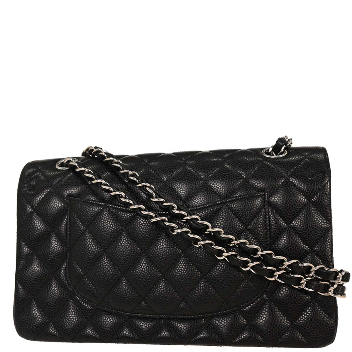 Chanel 2017 Black Caviar Medium Classic Double Flap Shoulder Bag