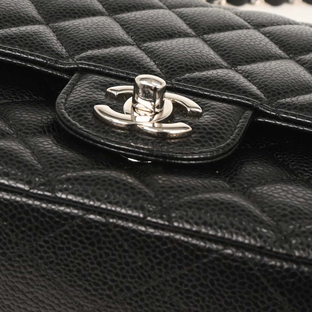 Chanel 2017 Black Caviar Medium Classic Double Flap Shoulder Bag