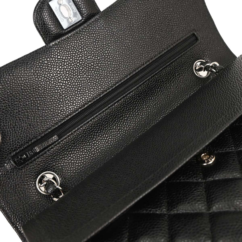 Chanel 2017 Black Caviar Medium Classic Double Flap Shoulder Bag