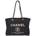 Chanel 2012-2013 Navy Denim Small Deauville Tote Handbag
