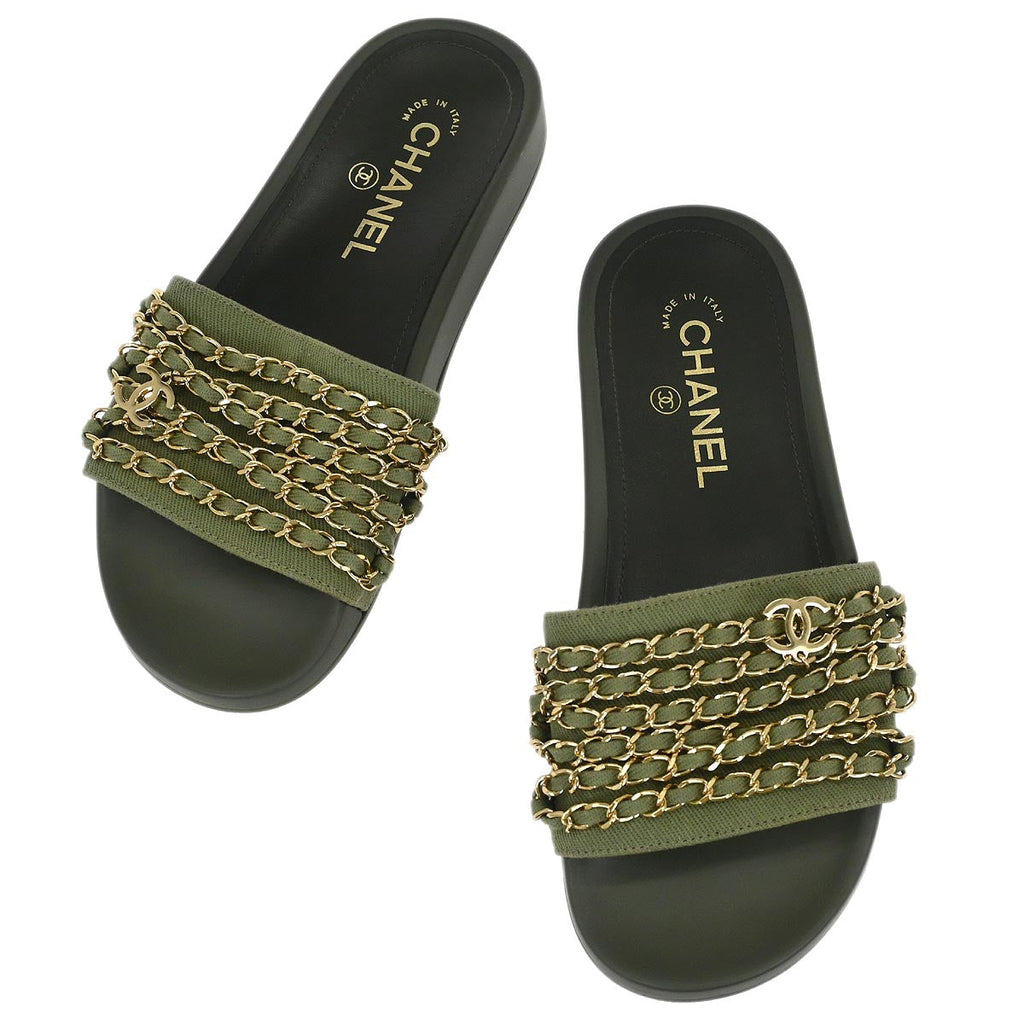 Chanel * Interlocking CC Logo Slides Shoes #36