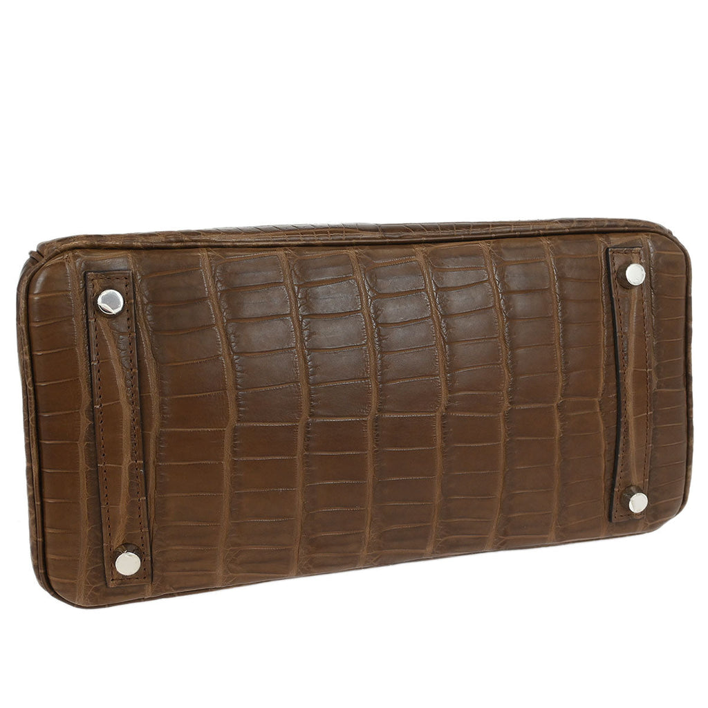 Hermes * Cacao Matte niloticus Crocodile Birkin 30 Handbag