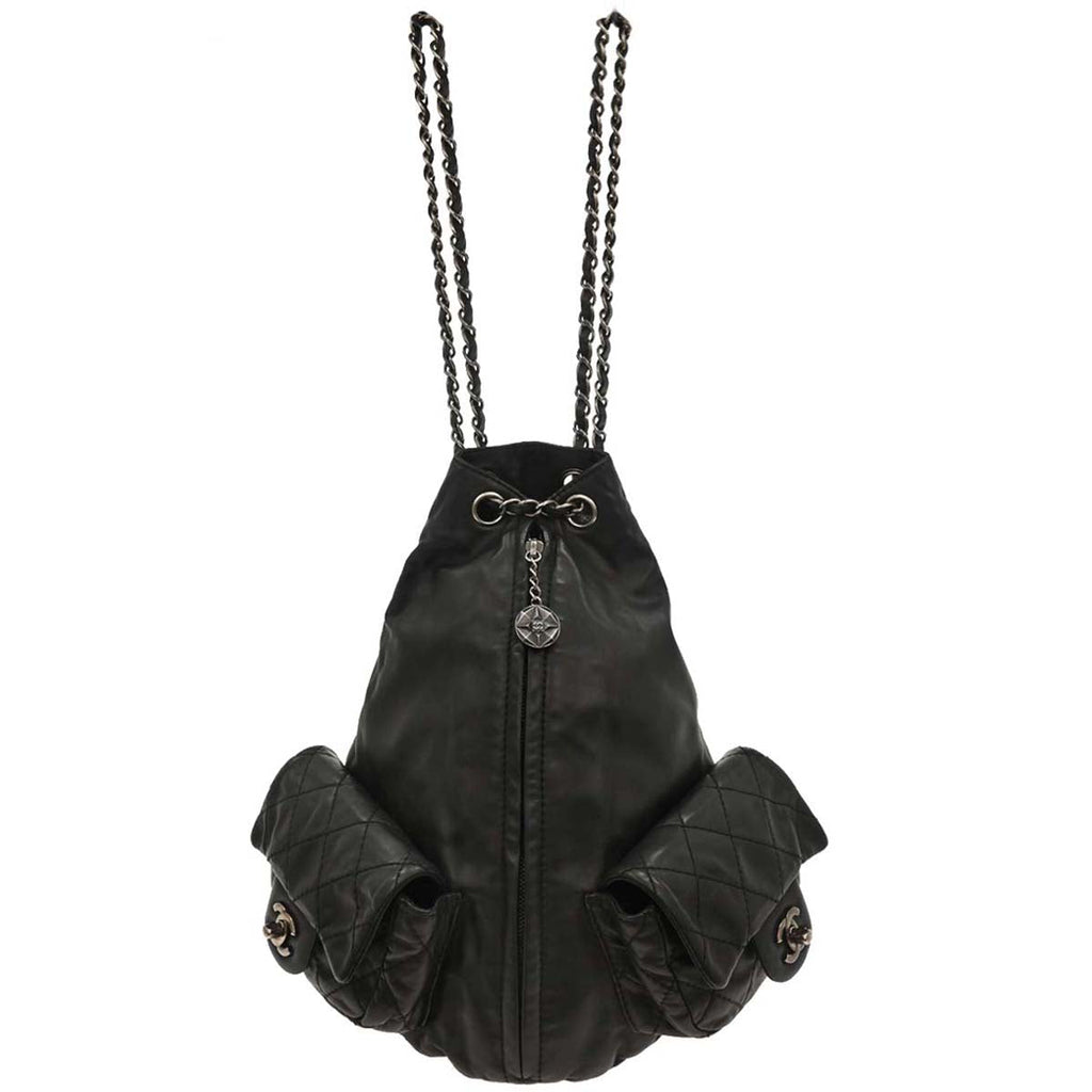 Chanel 2012-2013 Black Calfsikin 2way Backpack Shoulder Bag