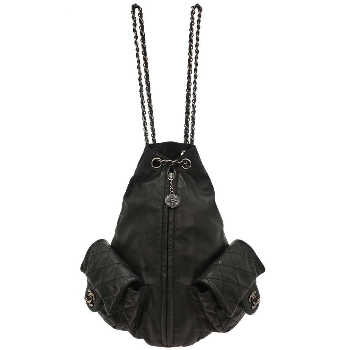 Chanel 2012-2013 Black Calfsikin 2way Backpack Shoulder Bag