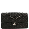 Chanel 2014 Black Lambskin Medium Classic Double Flap Shoulder Bag