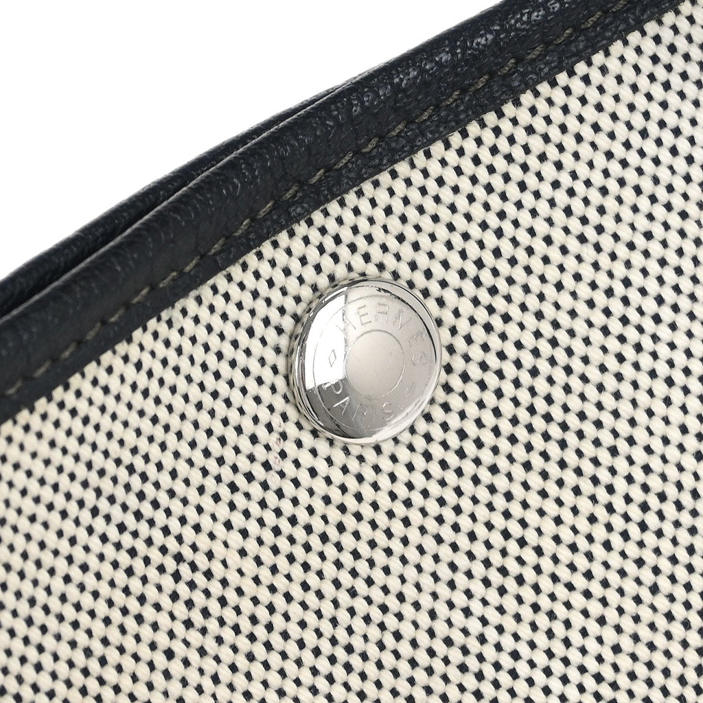 Hermes Black Toile H Buffalo Garden Party 36 PM Tote Bag