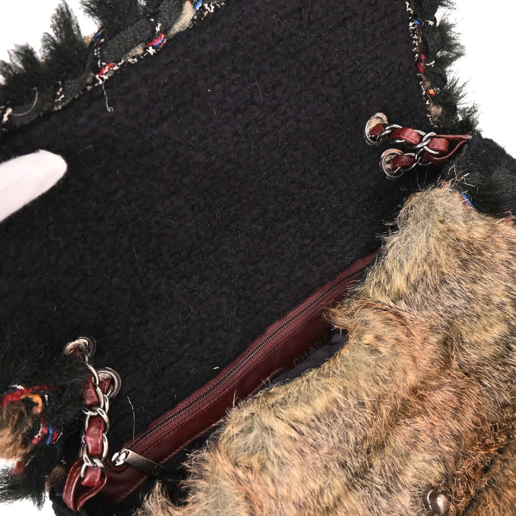 Chanel * 2010-2011 Brown Faux Fur Jumbo Classic Flap Shoulder Bag