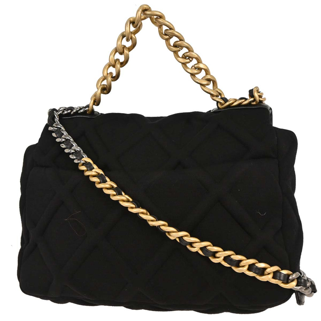 Chanel 2019 Black Cotton 19 2way Shoulder Handbag