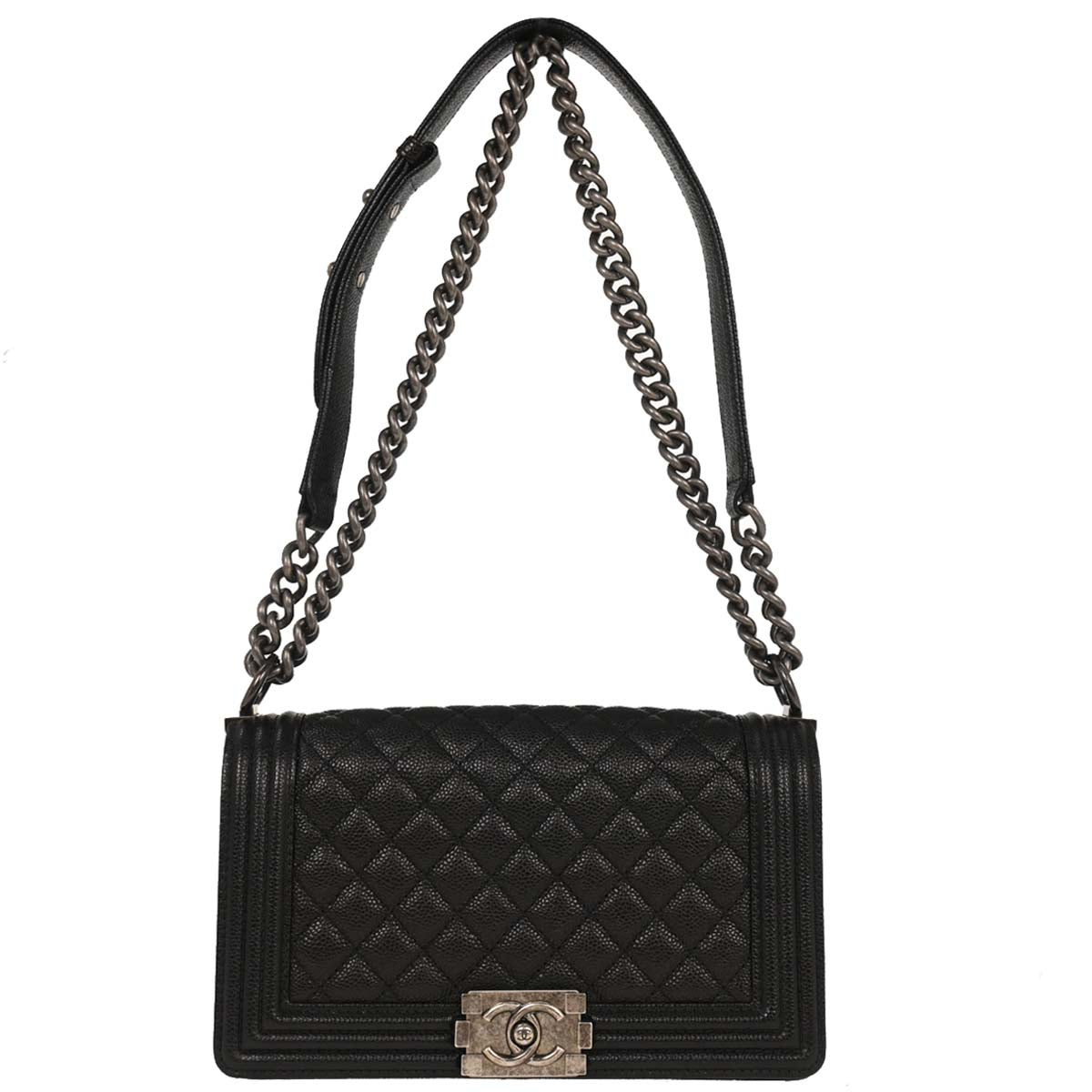 Boy Chanel 2014-2015 Black Caviar Medium Shoulder Bag