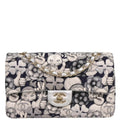 Chanel 2017 Navy Nylon Medium Classic Double Flap Shoulder Bag