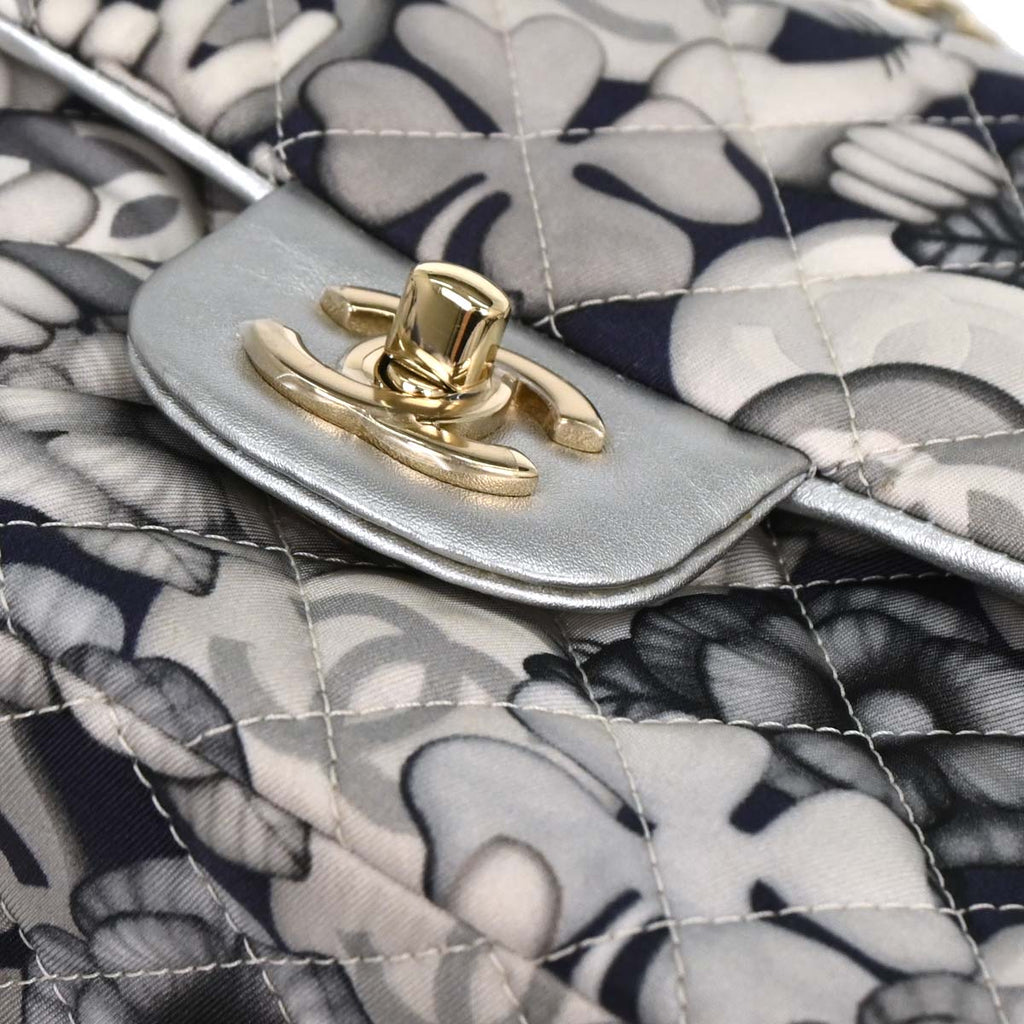 Chanel 2017 Navy Nylon Medium Classic Double Flap Shoulder Bag