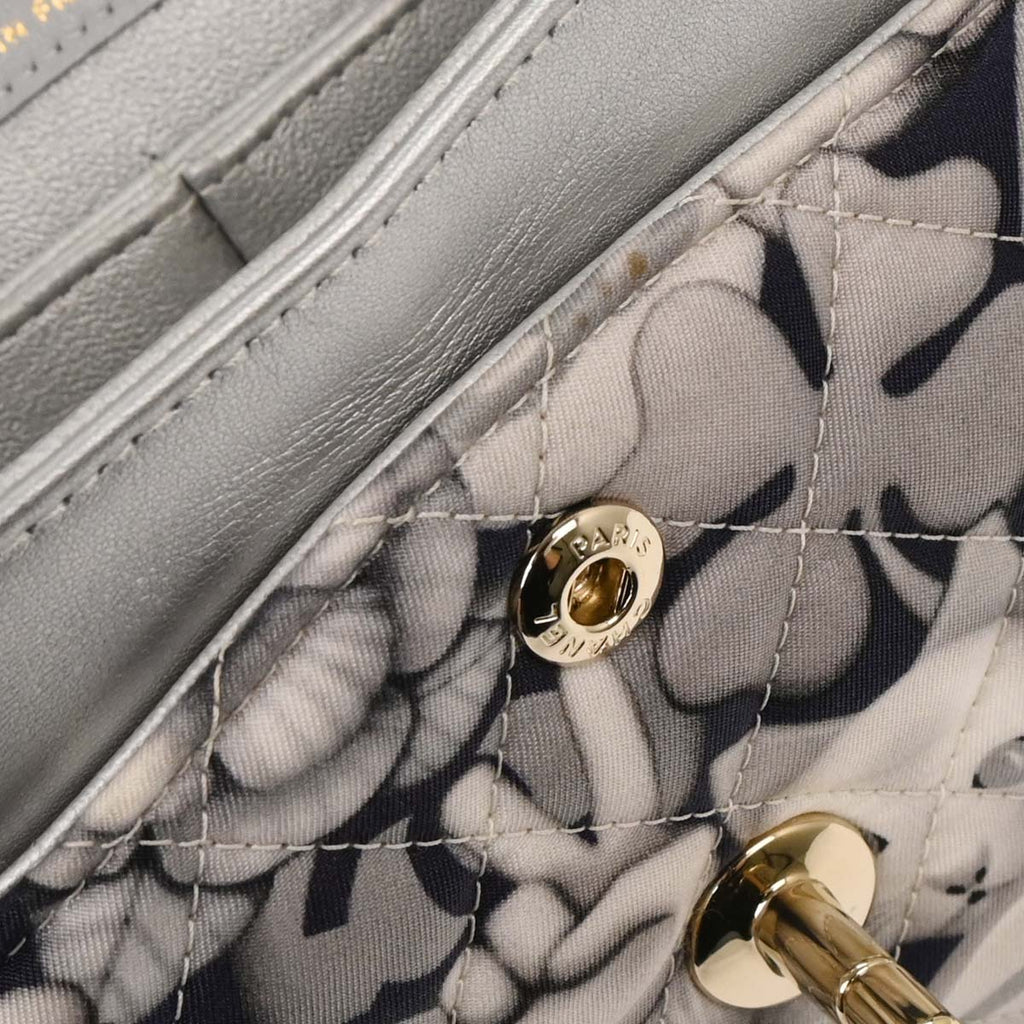 Chanel 2017 Navy Nylon Medium Classic Double Flap Shoulder Bag