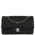 Chanel 2016-2017 Black Lambskin Medium Classic Double Flap Shoulder Bag