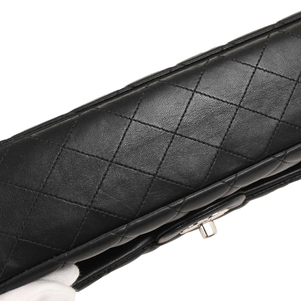 Chanel 2016-2017 Black Lambskin Medium Classic Double Flap Shoulder Bag