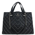 Chanel 2017 Black Calfskin Chevron Tote Bag